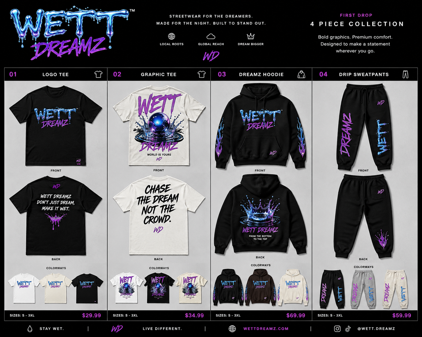 Sweatpants,hoodies,short sleeve shirts,long sleeve shirts, hats,benny's